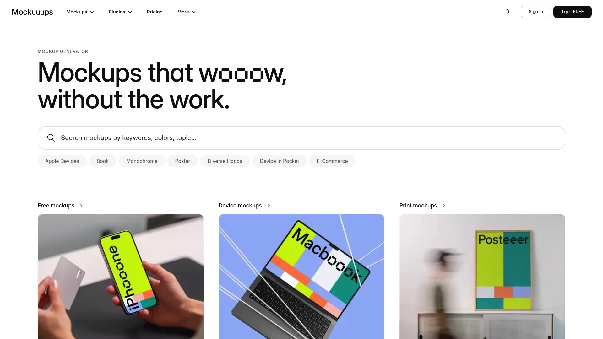 Mockuuups Studio mockup generator interface