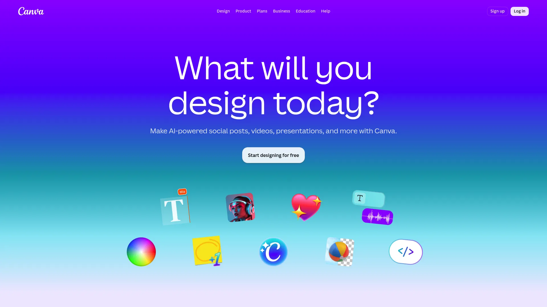 Canva infographic and design platform homepage