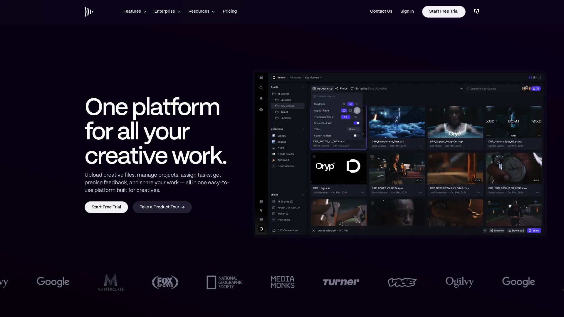 Frame.io review and collaboration interface