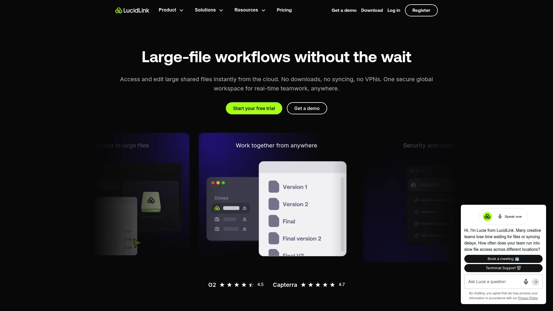 LucidLink file streaming and collaboration interface