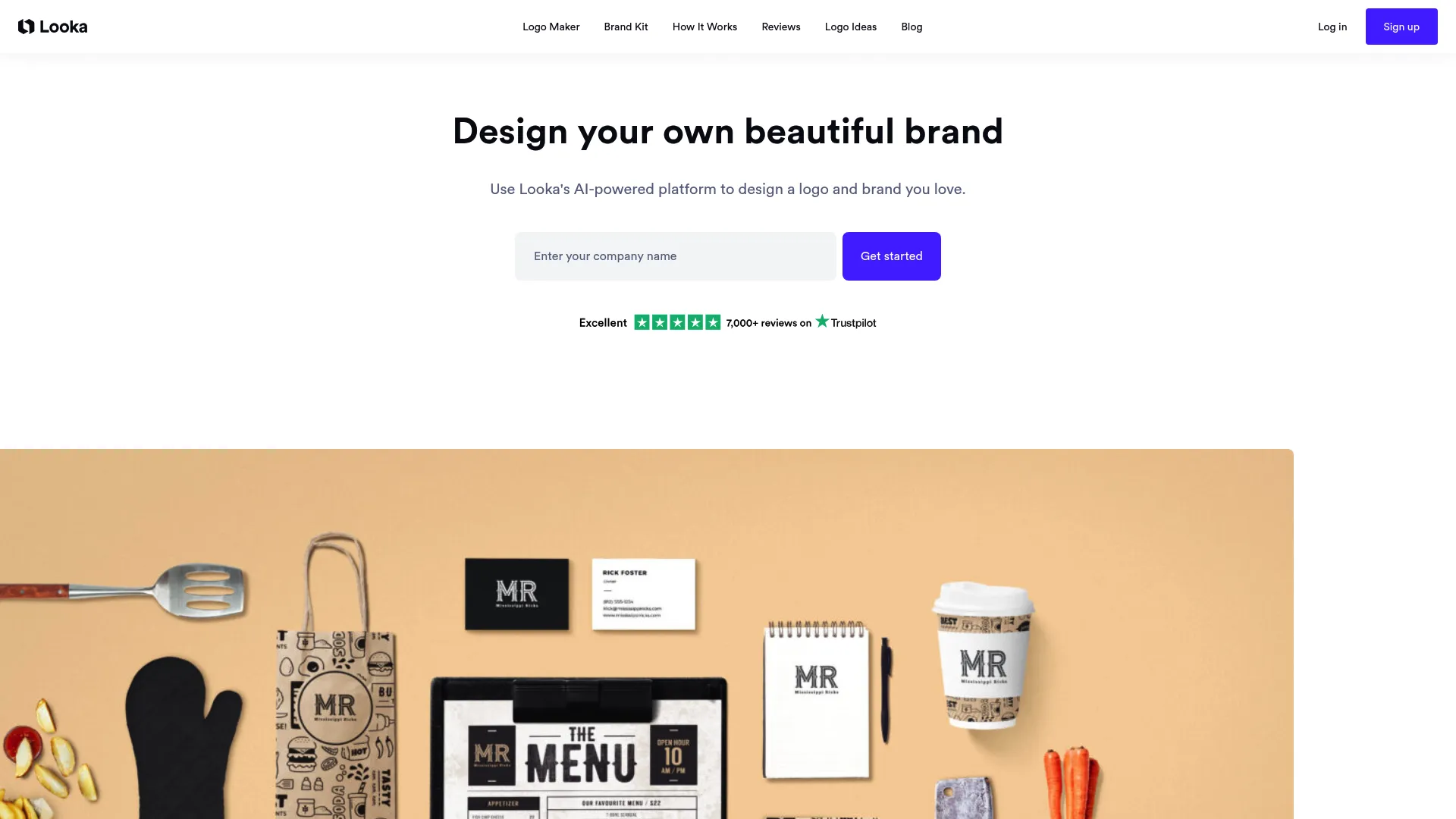 Looka logo maker interface
