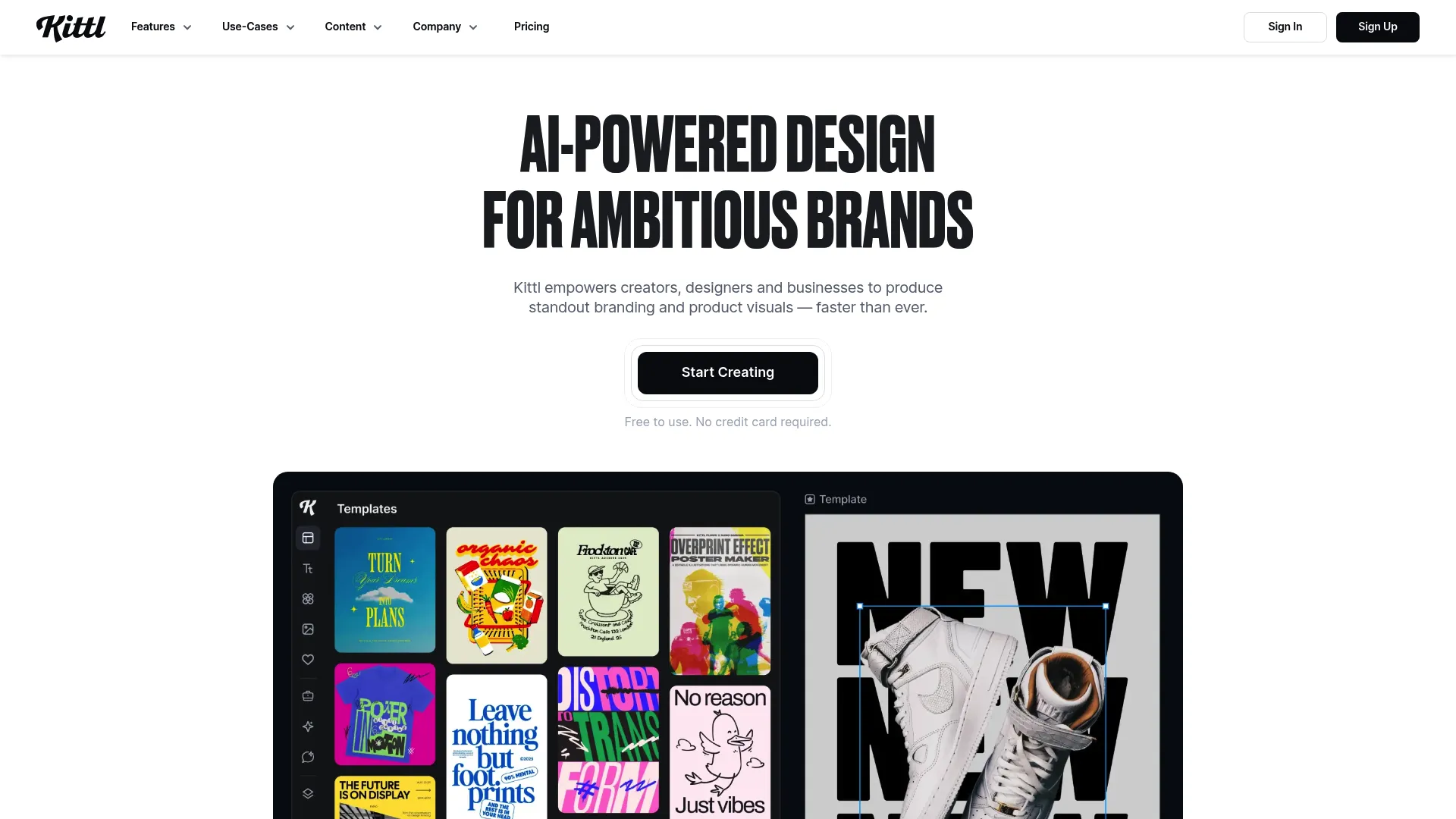 Kittl design platform interface