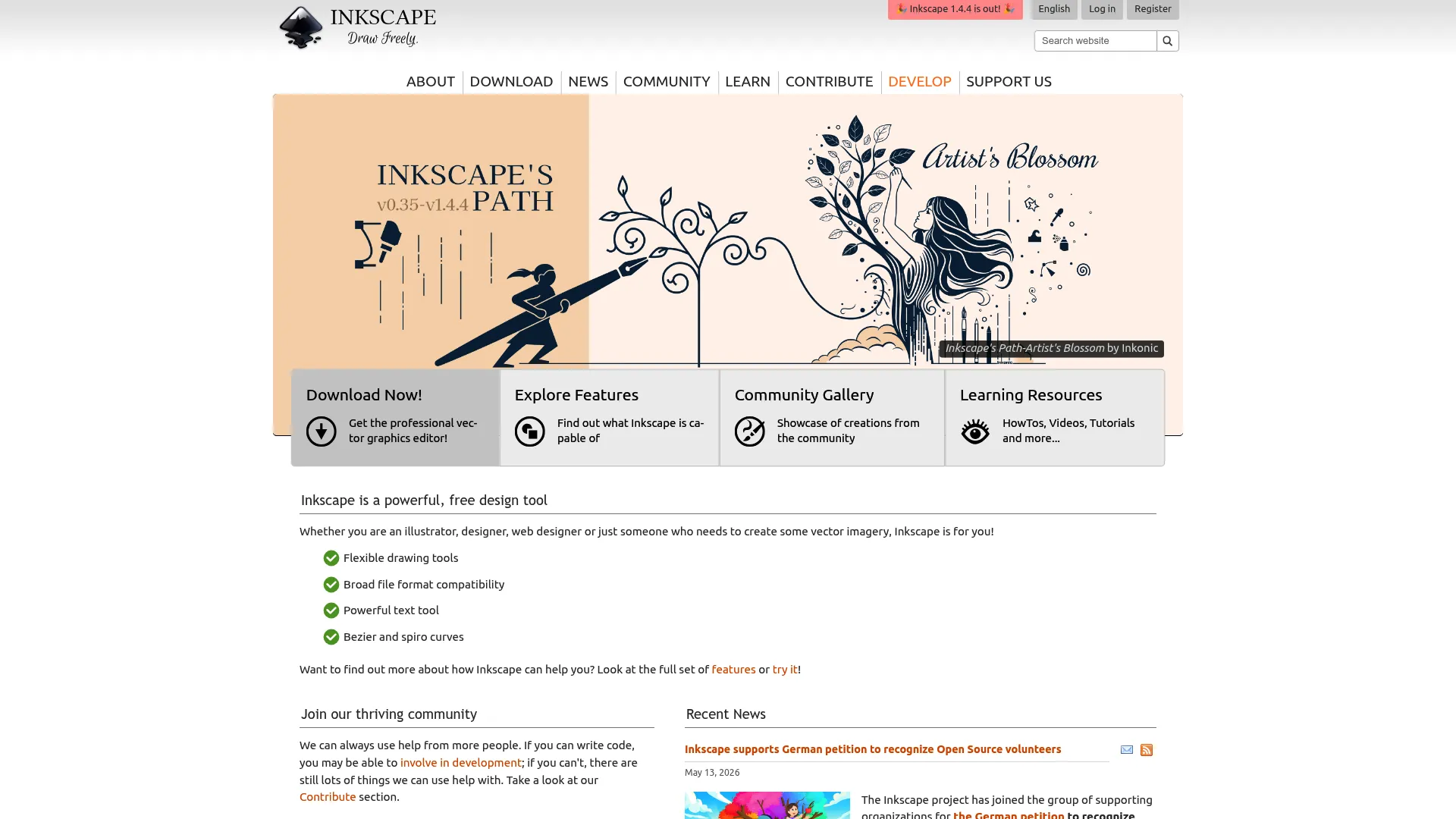 Inkscape homepage screenshot