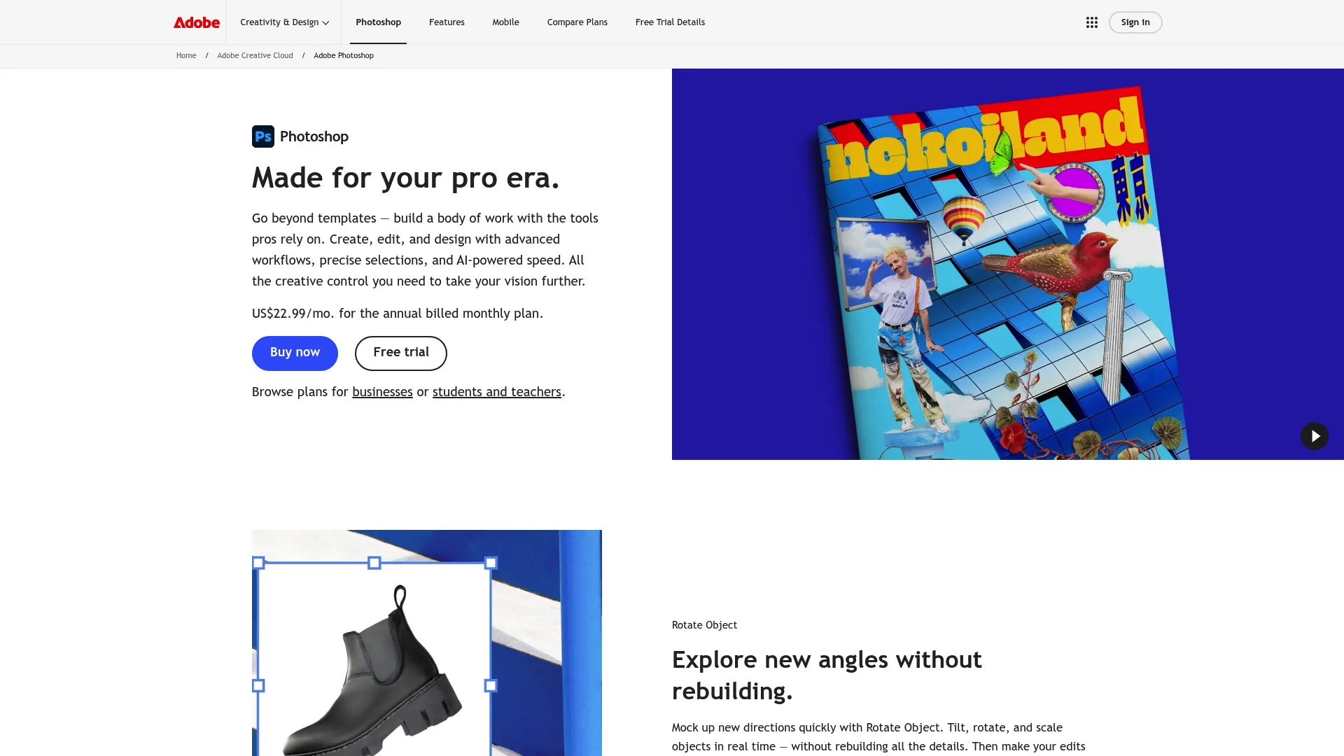 Adobe Photoshop product page screenshot