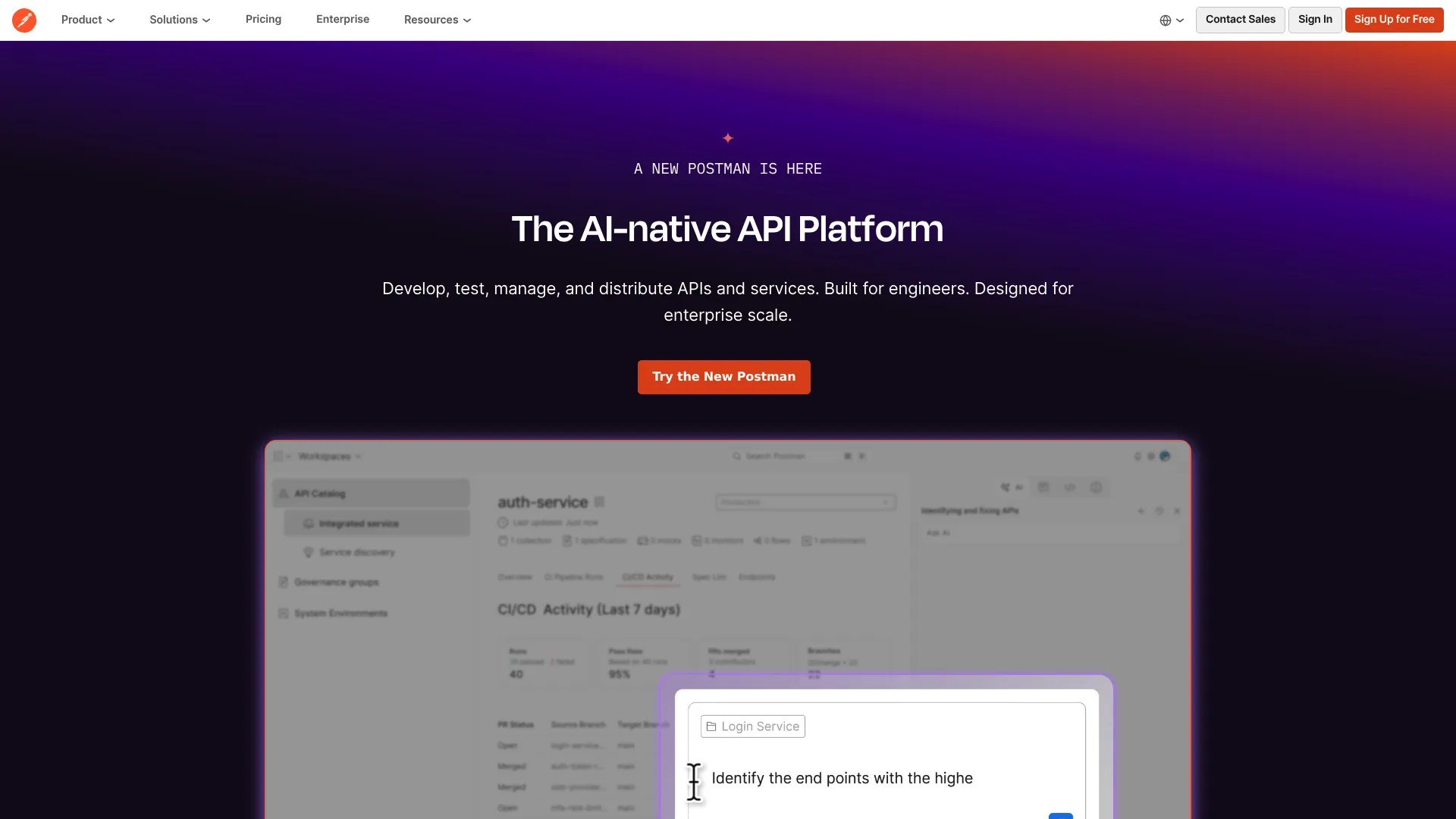 Postman API platform interface