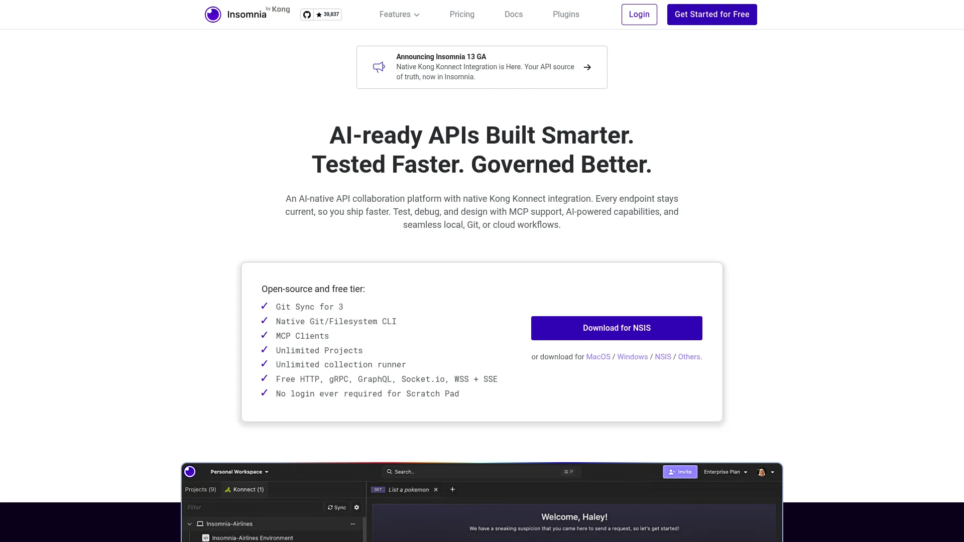 Insomnia API client interface