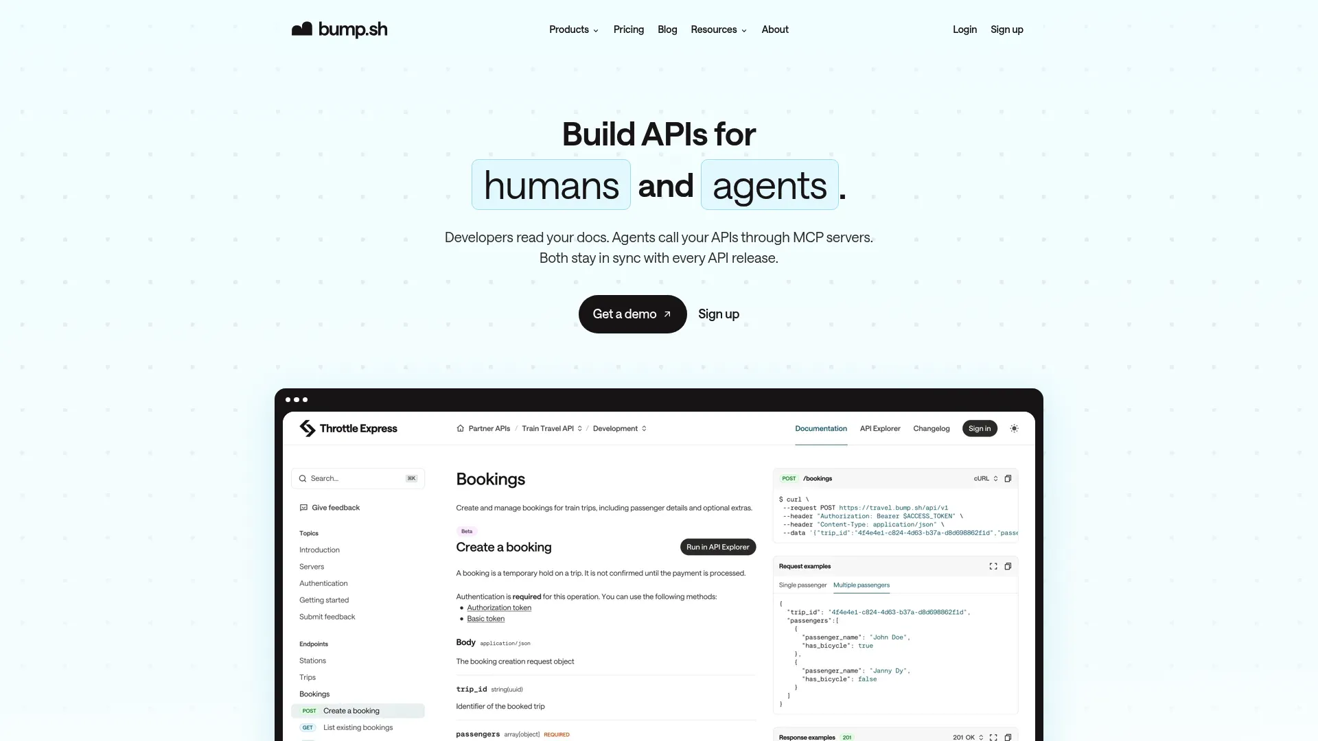Bump.sh API documentation homepage