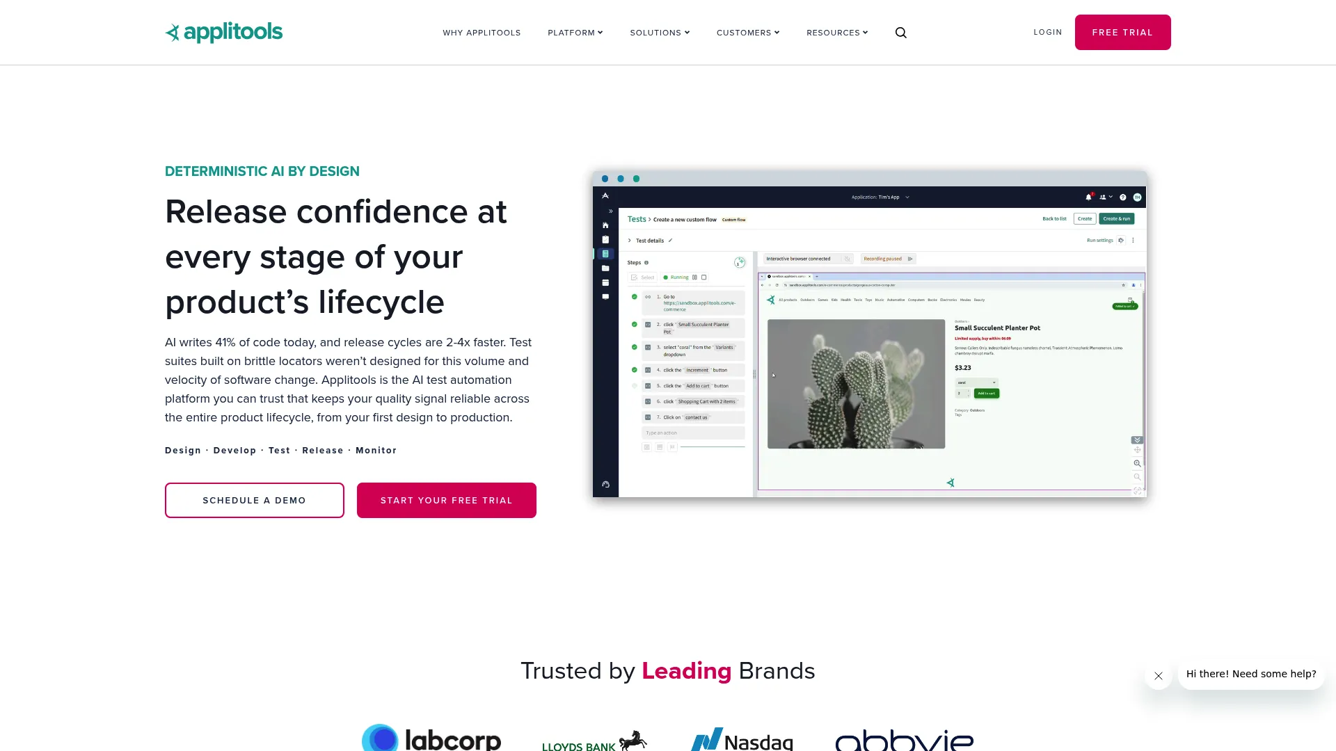 Applitools visual testing platform homepage