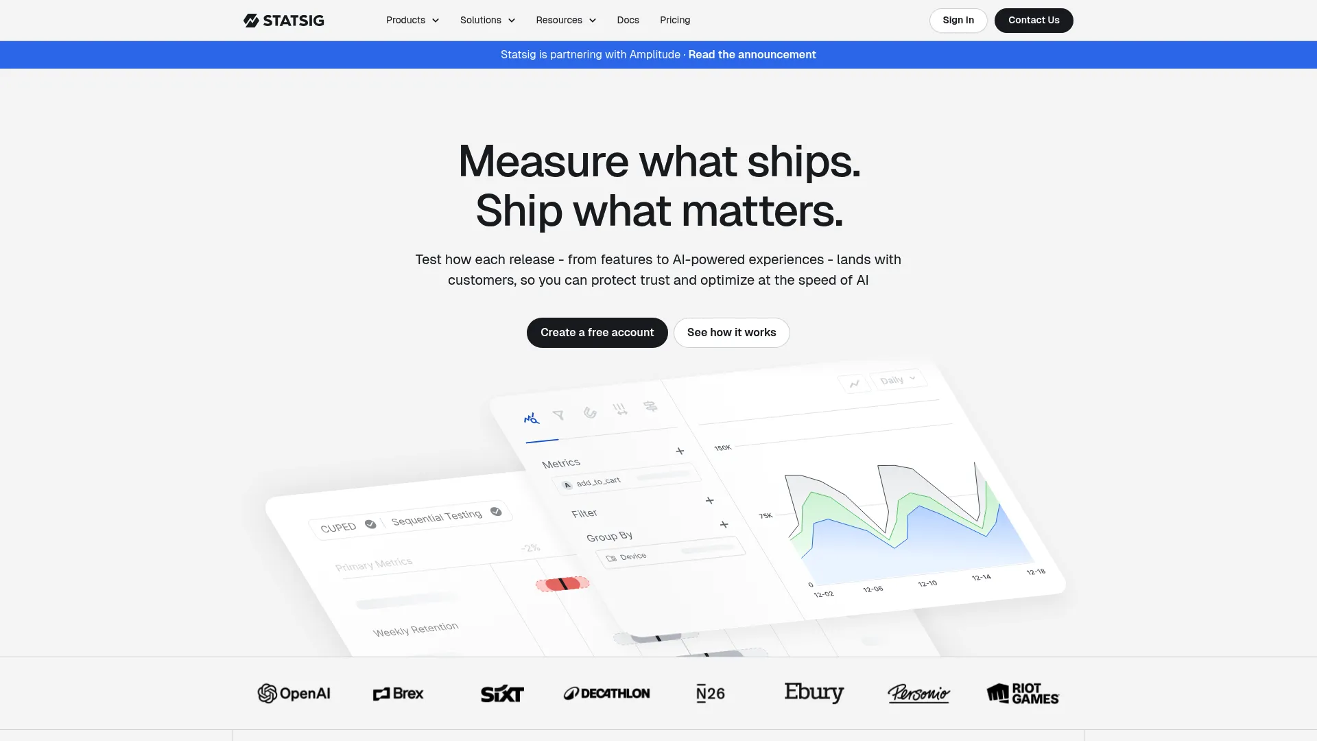 Statsig product development and experimentation platform