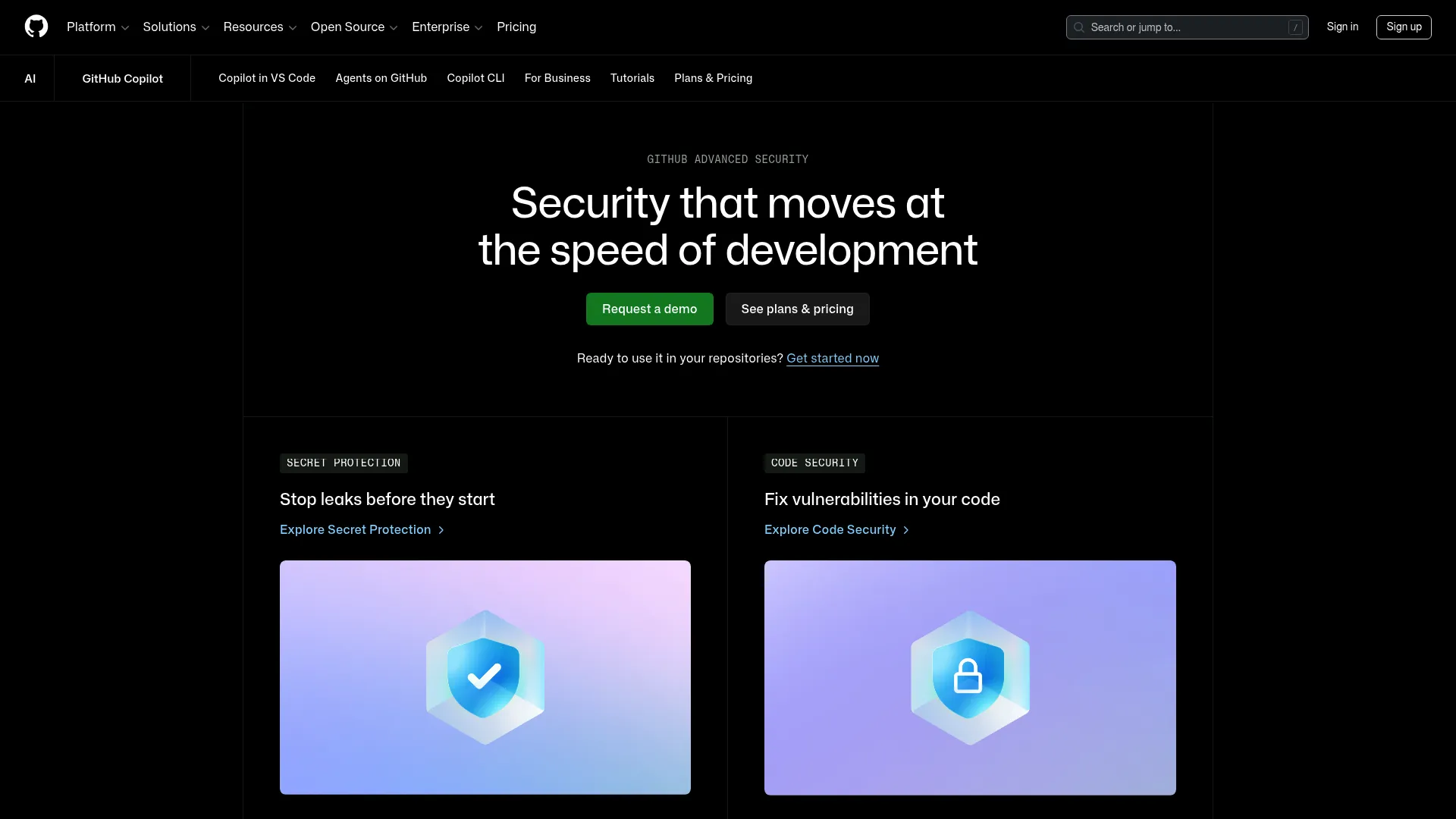 GitHub Advanced Security code and secret scanning