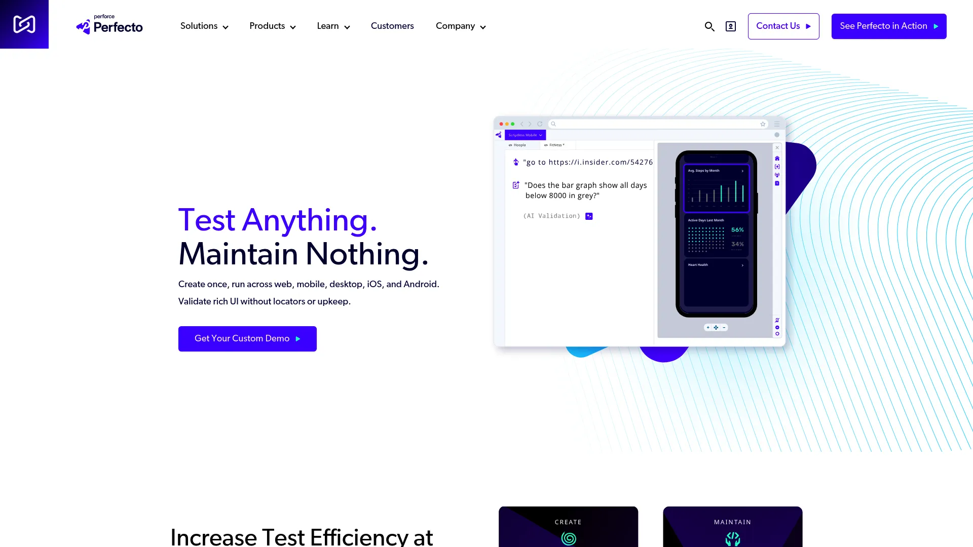 Perfecto enterprise mobile and web testing platform homepage