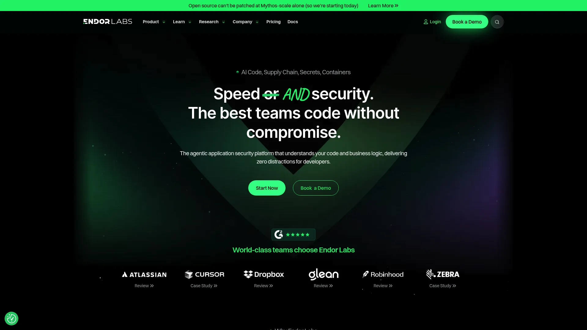 Endor Labs application security platform interface