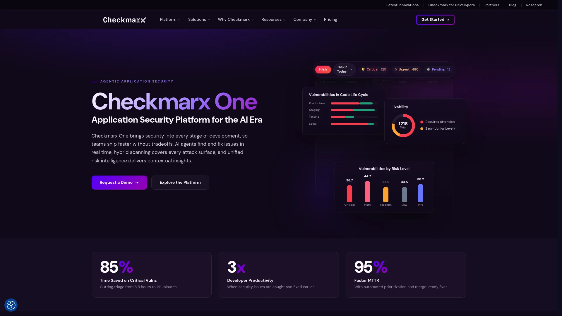 Checkmarx One application security platform interface