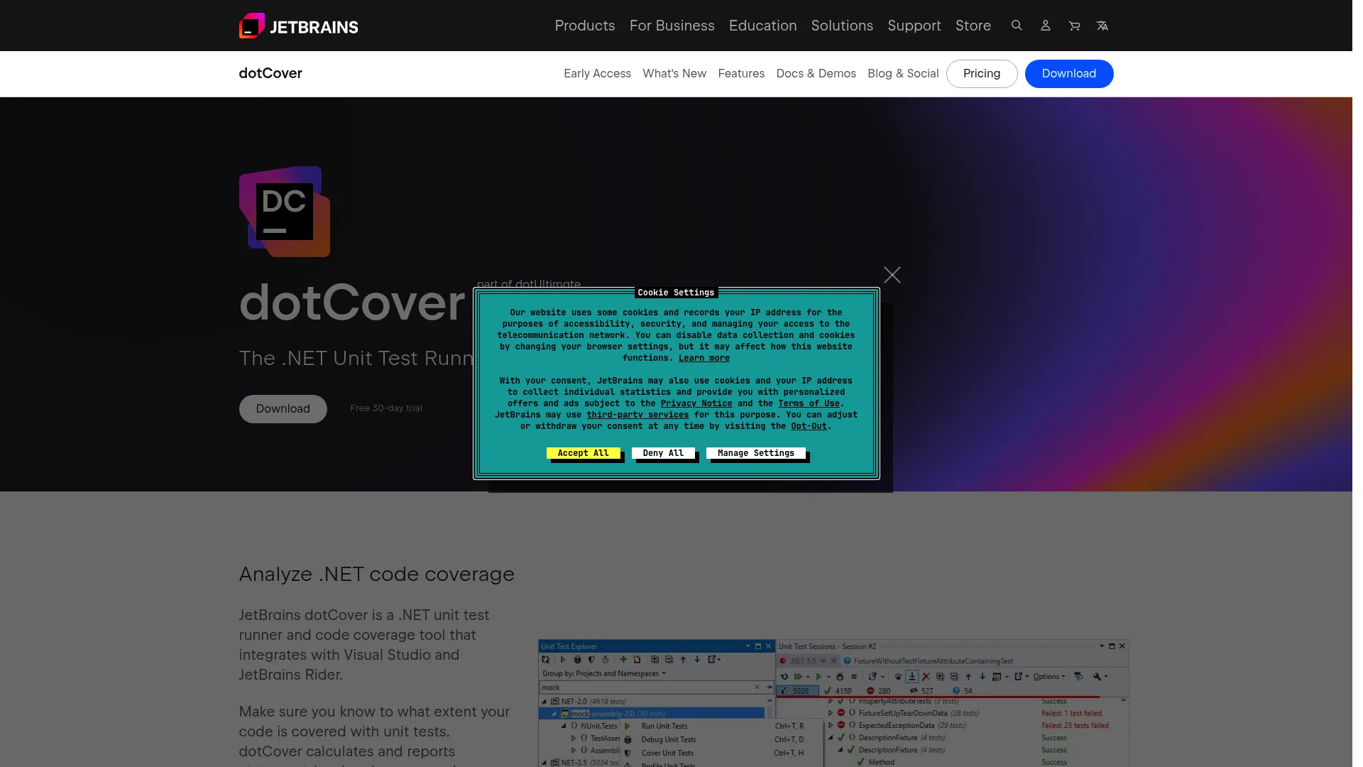 dotCover .NET coverage tool by JetBrains