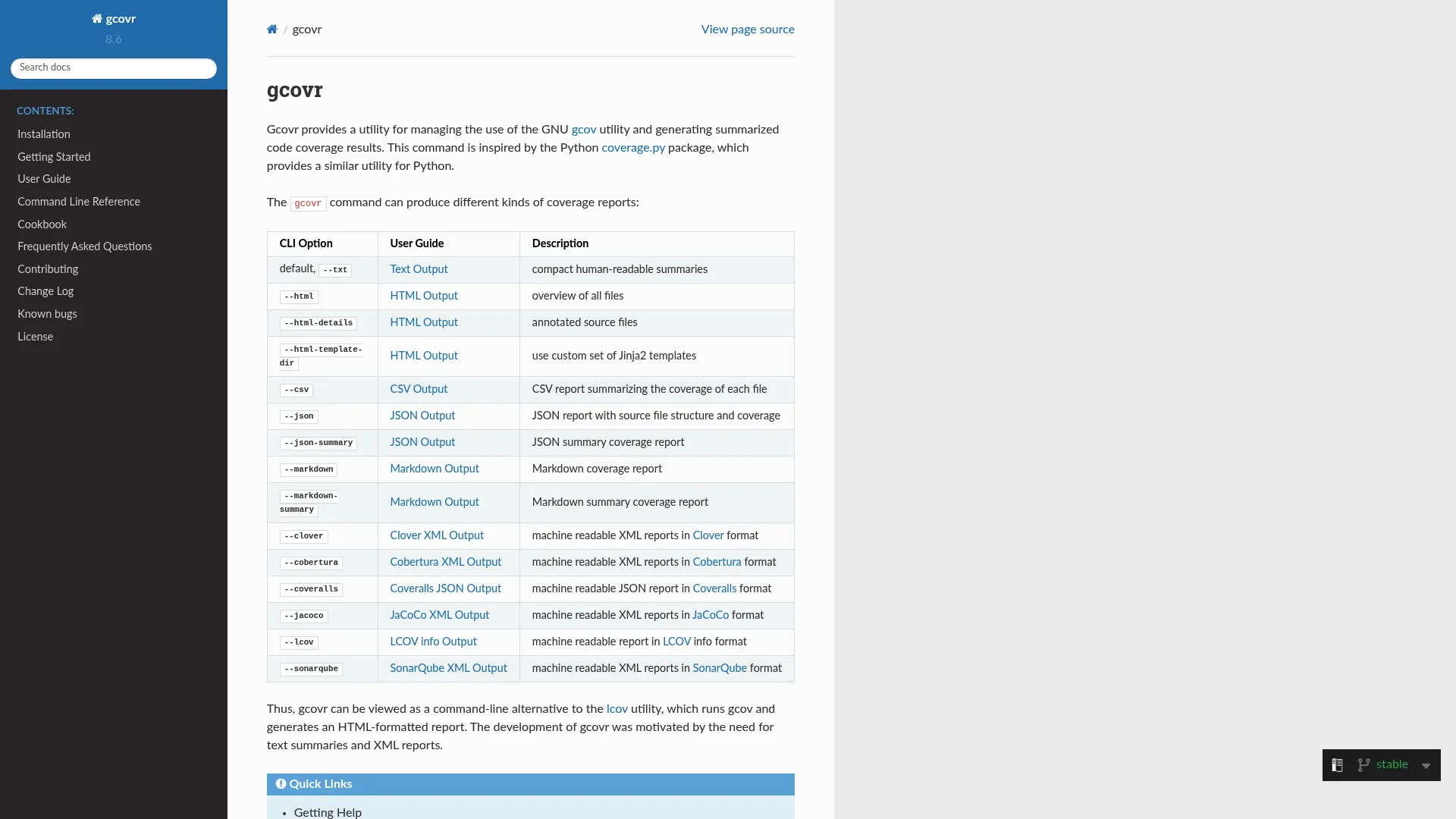 gcovr C and C++ coverage report generator site