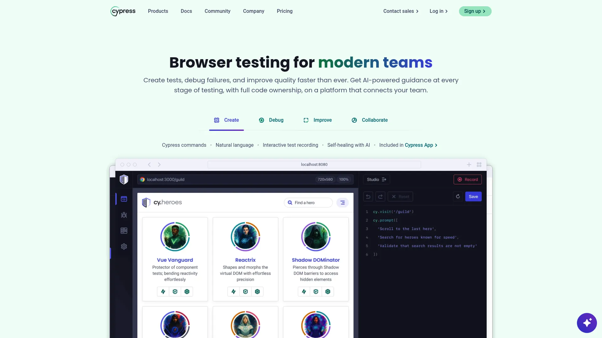 Cypress end-to-end testing dashboard