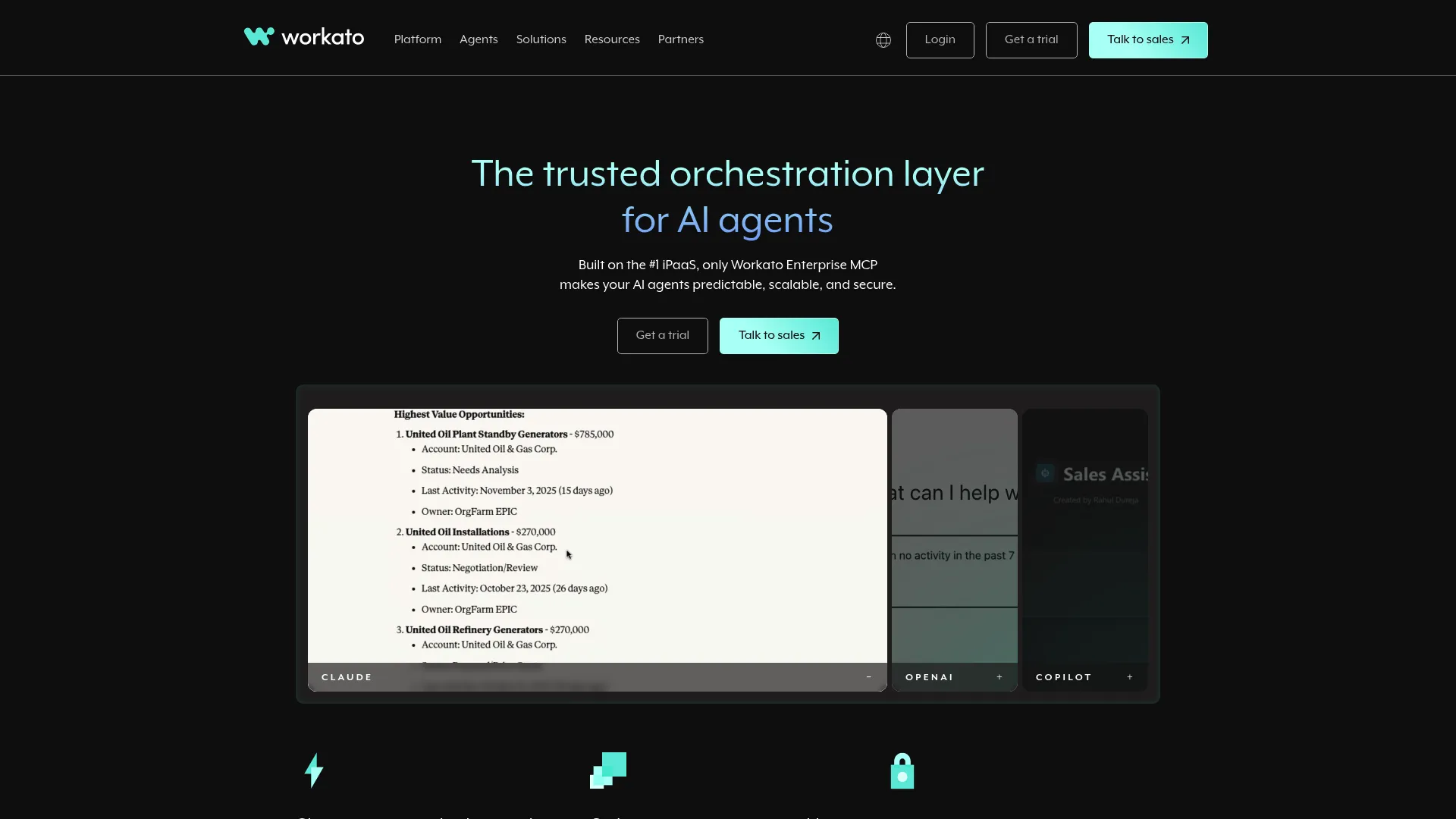 Workato automation platform homepage