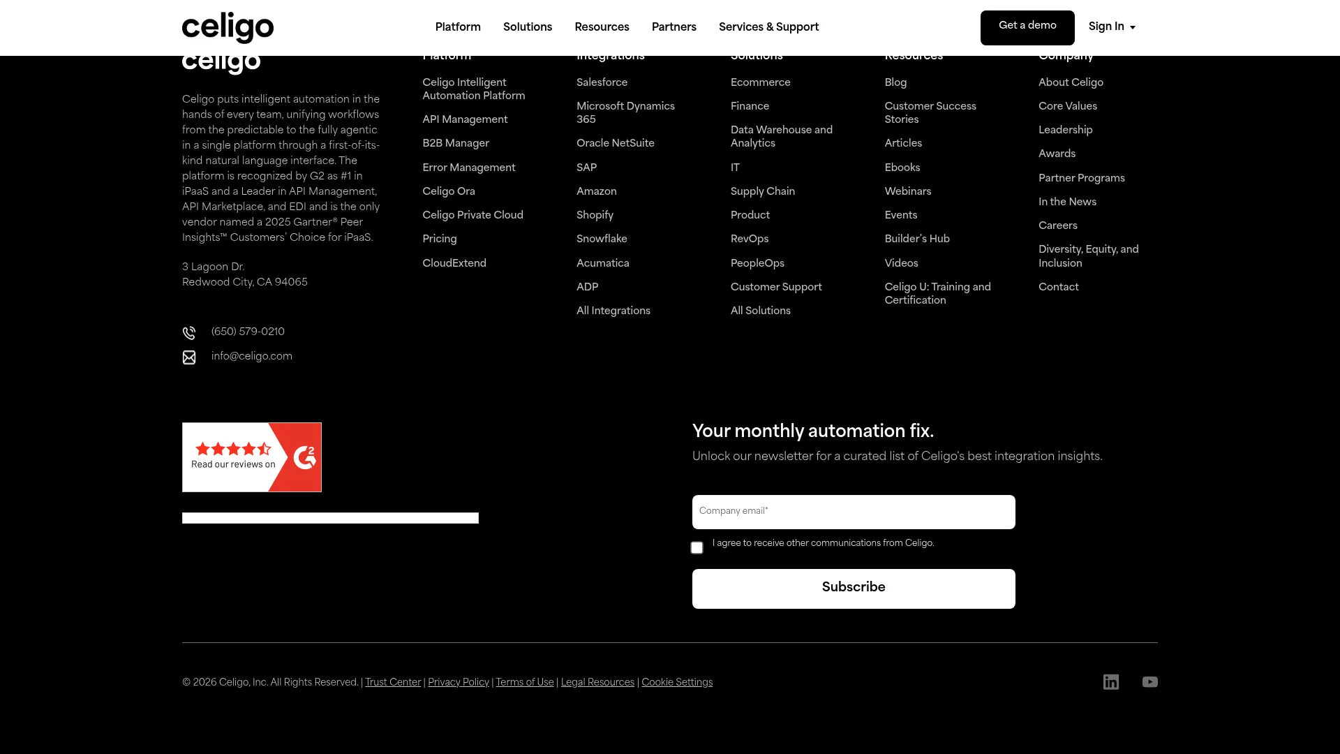Celigo integration platform homepage