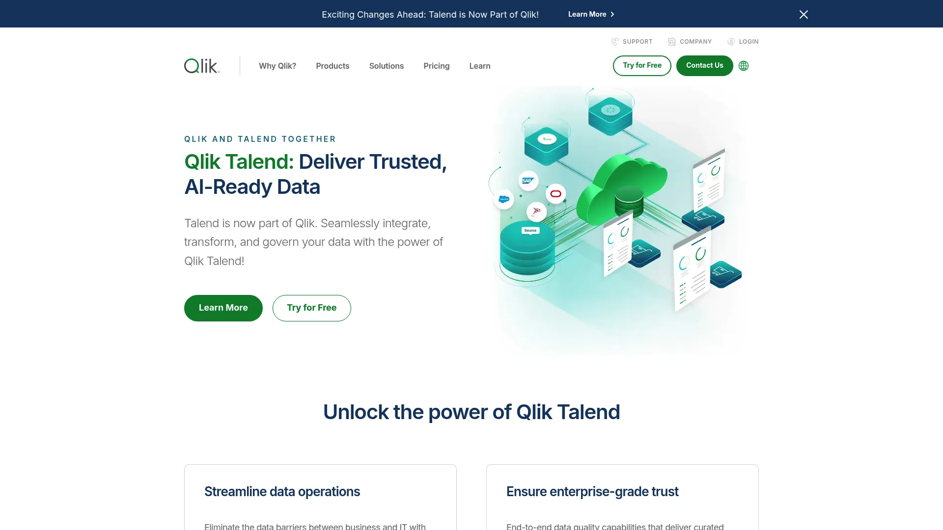 Talend data integration and governance platform homepage