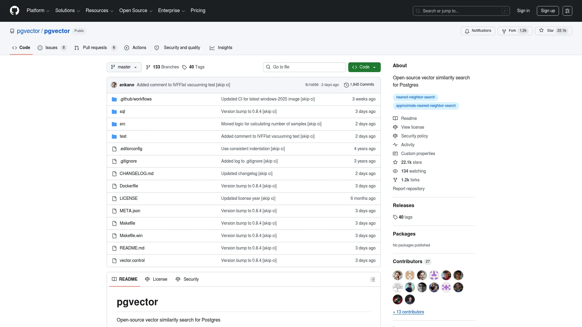 pgvector vector search screenshot