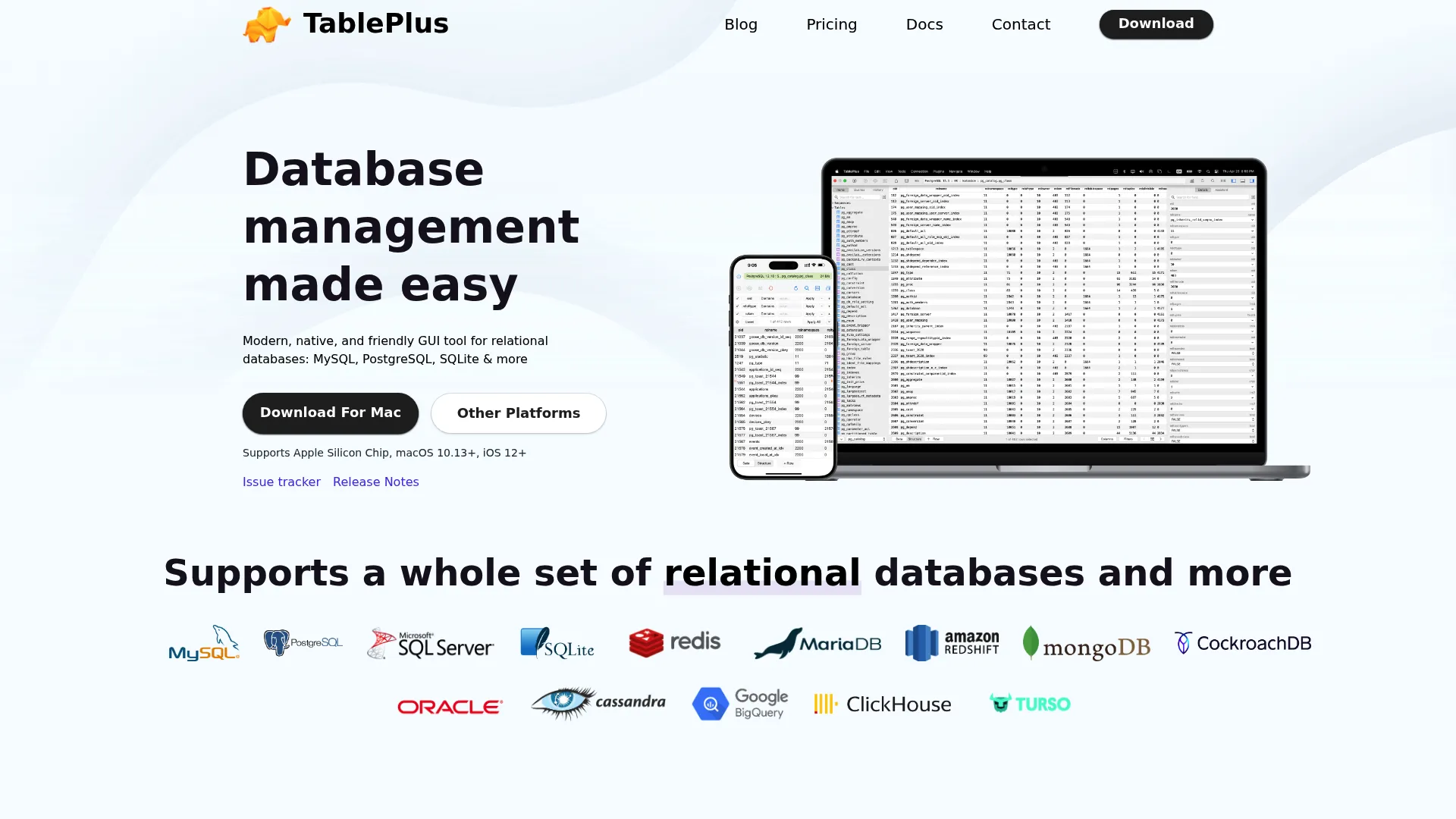 TablePlus database client interface