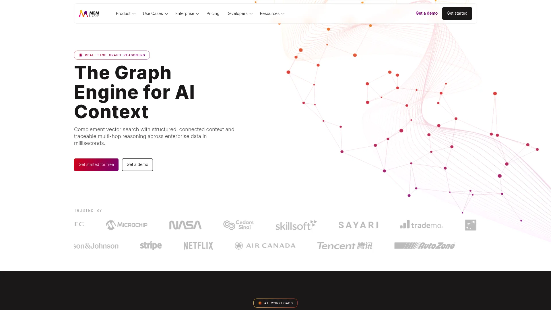 Memgraph in-memory graph database homepage