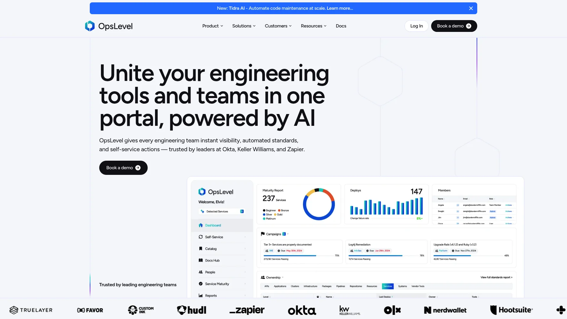 OpsLevel service catalog and maturity platform