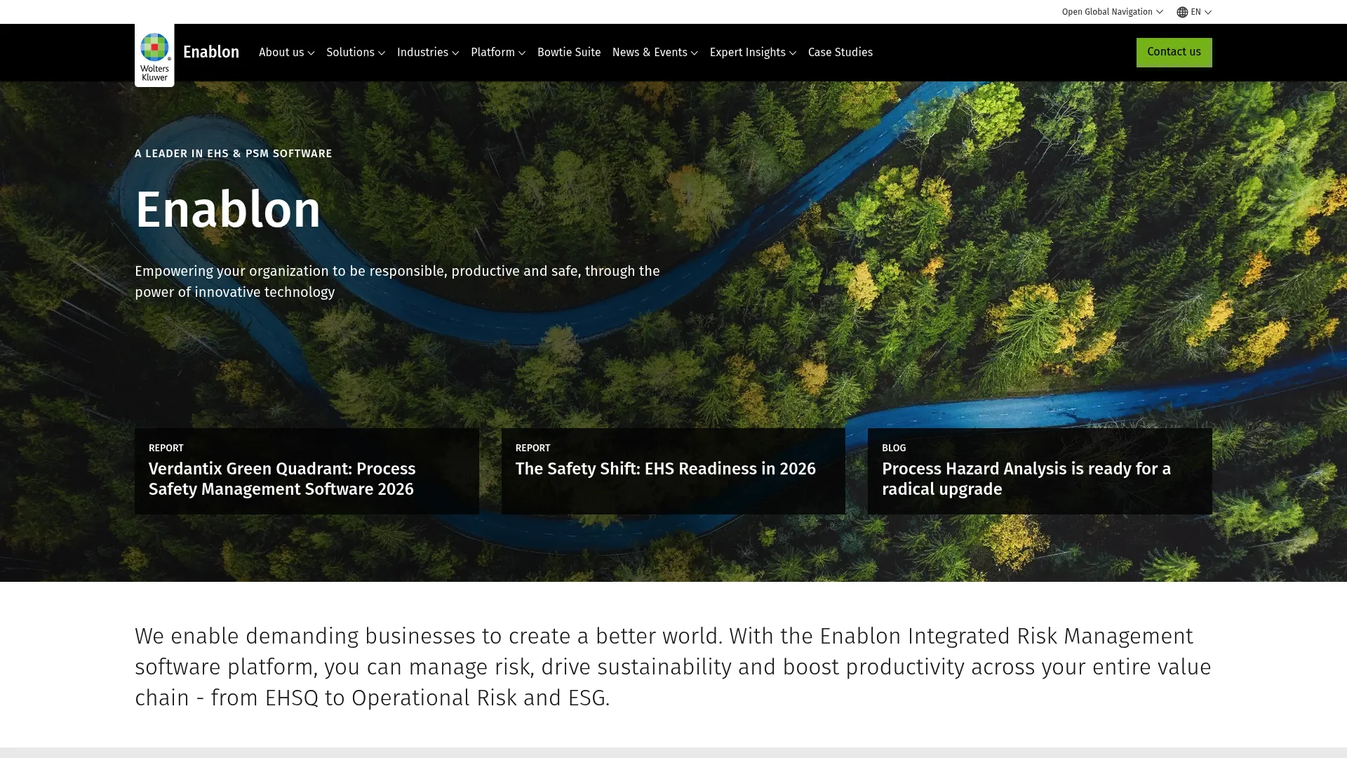 Enablon sustainability and EHS software