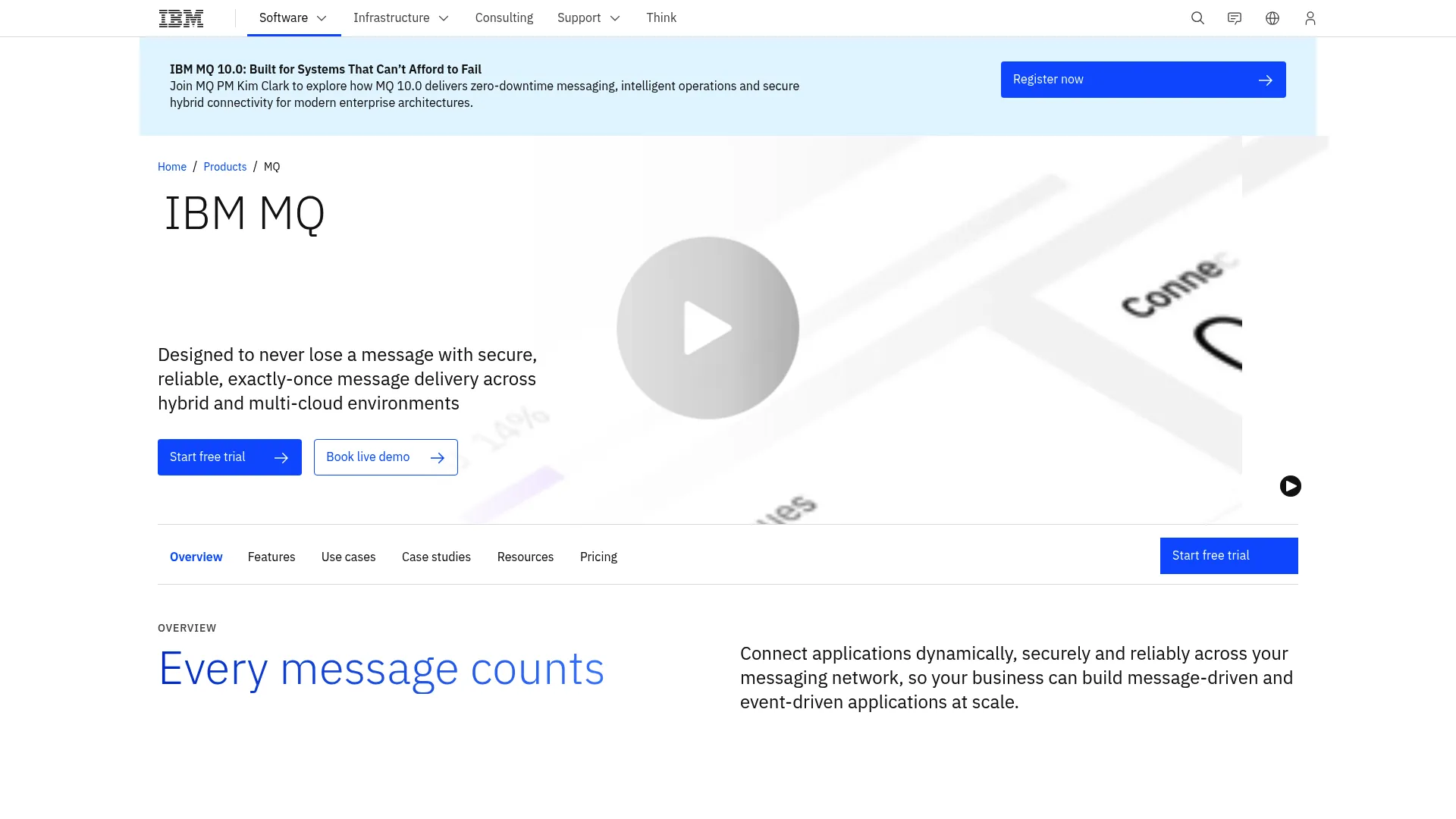 IBM MQ enterprise messaging product page