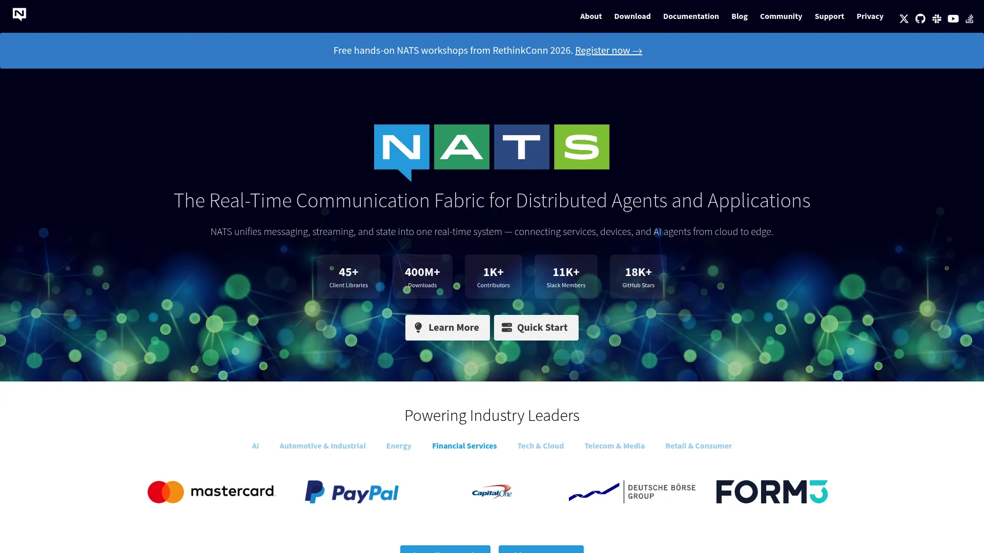NATS cloud-native messaging homepage