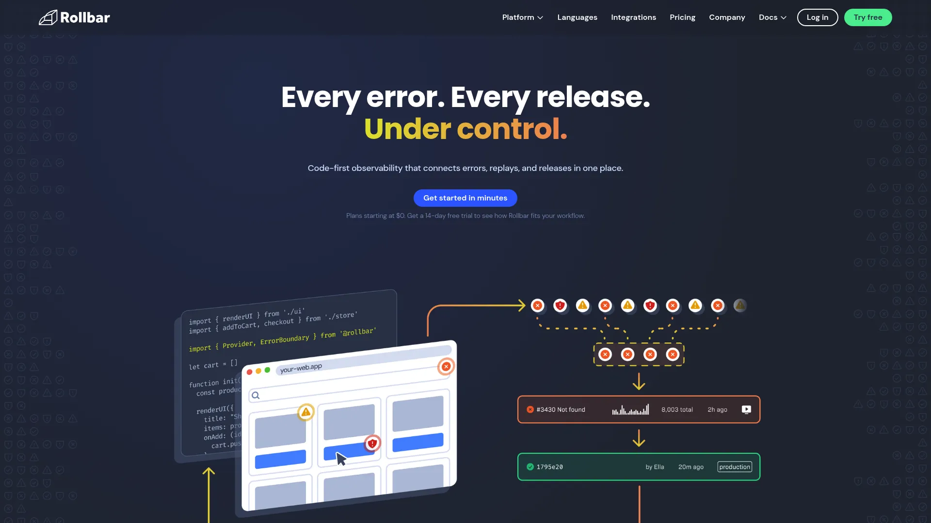 Rollbar error monitoring and debugging platform