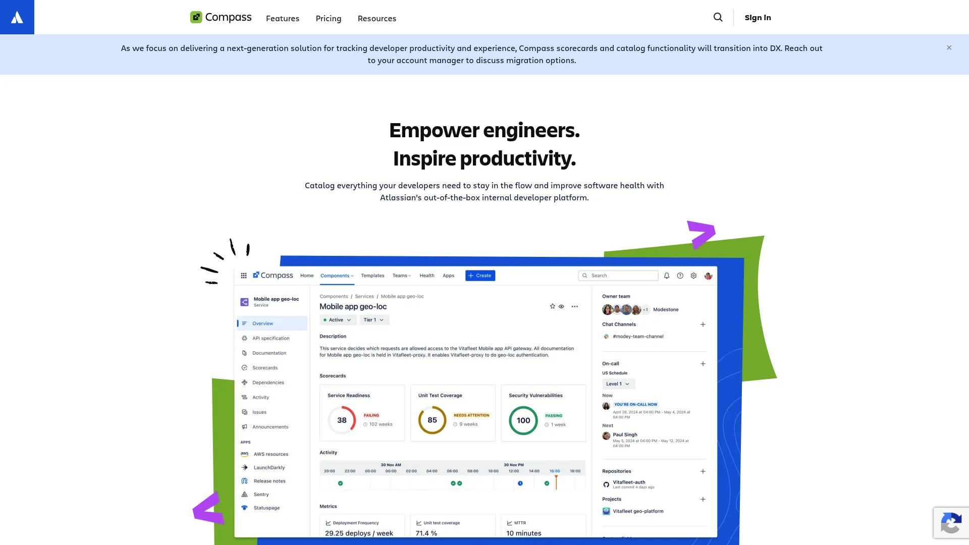 Atlassian Compass software catalog and developer experience platform