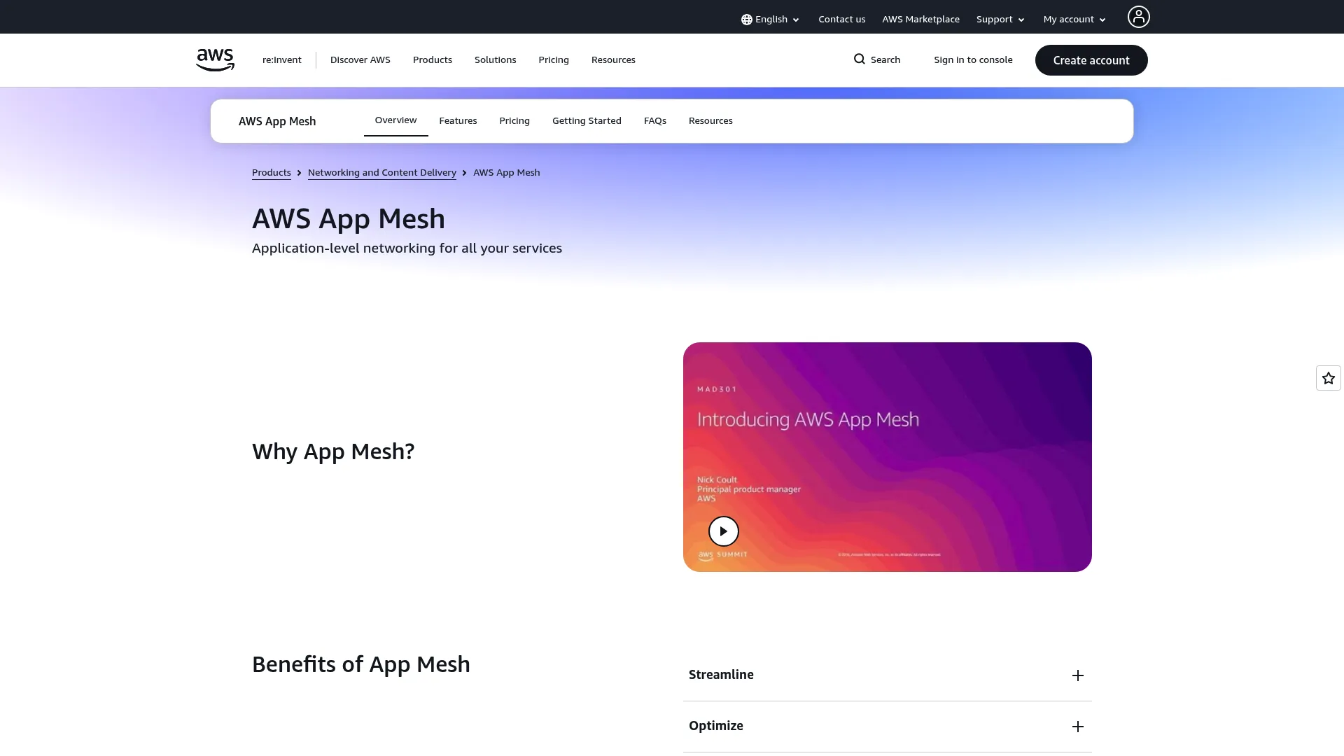AWS App Mesh homepage