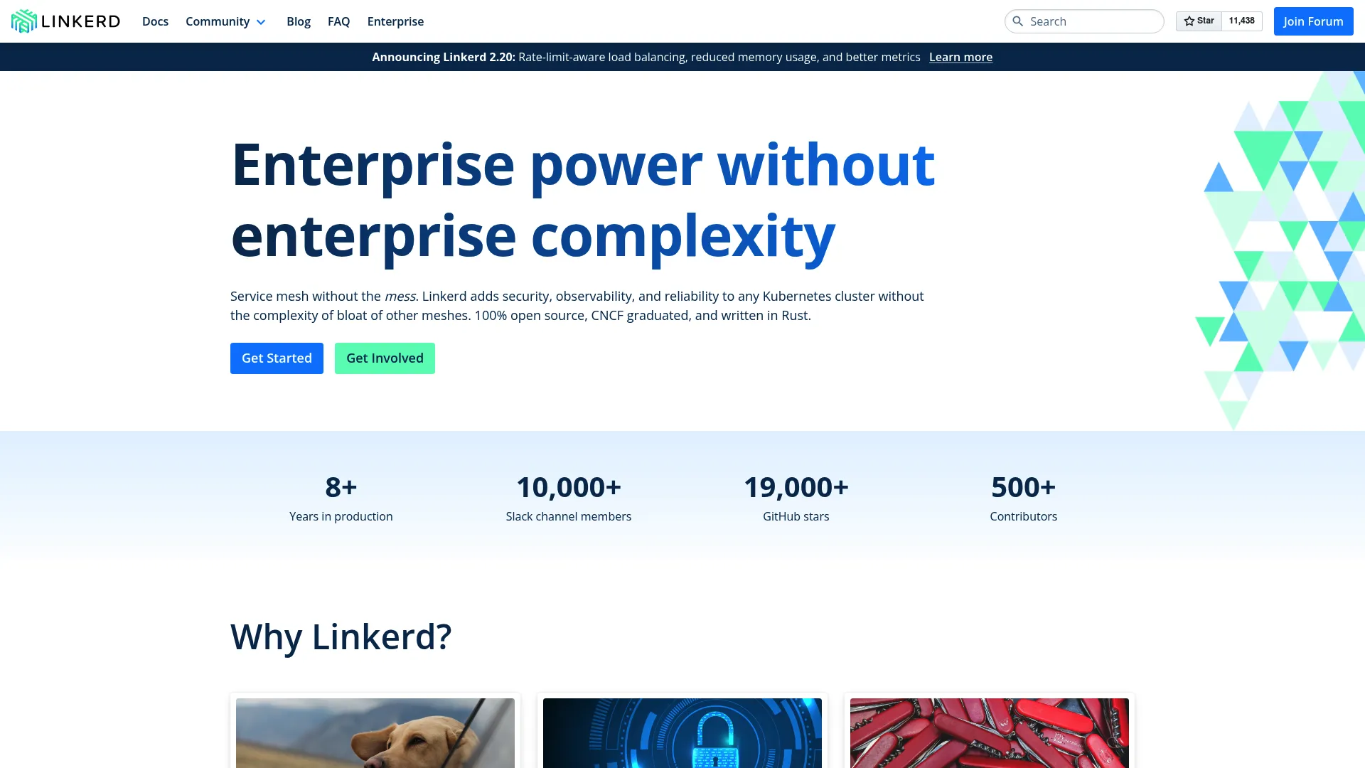 Linkerd service mesh homepage