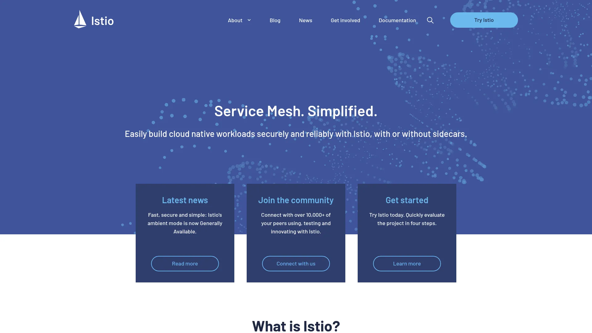 Istio service mesh homepage