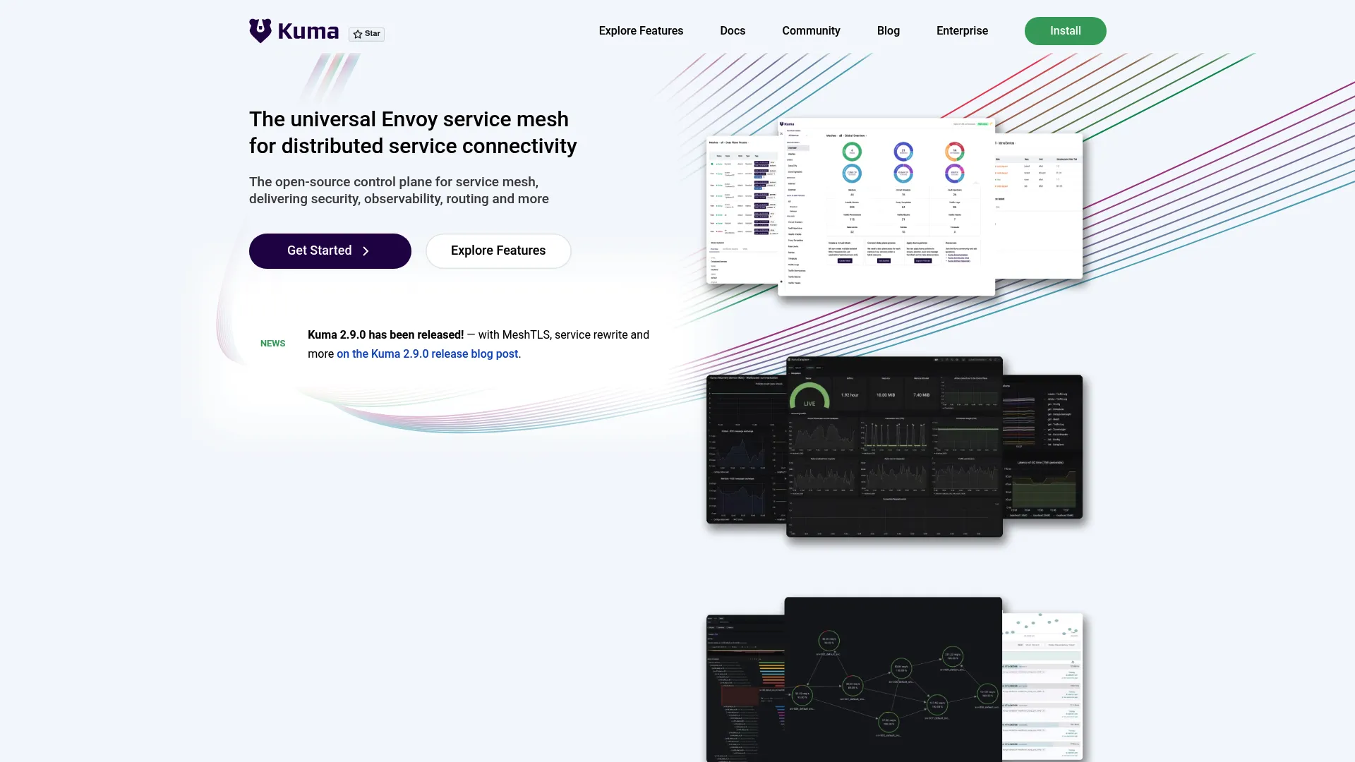 Kuma service mesh homepage