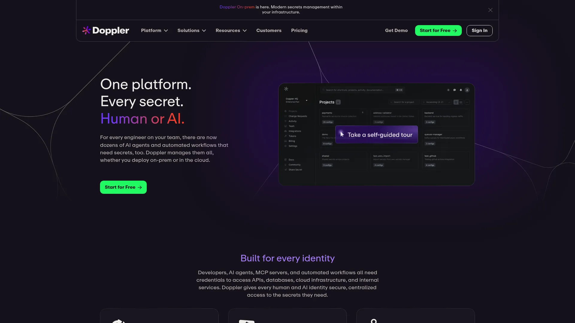 Doppler secrets management dashboard