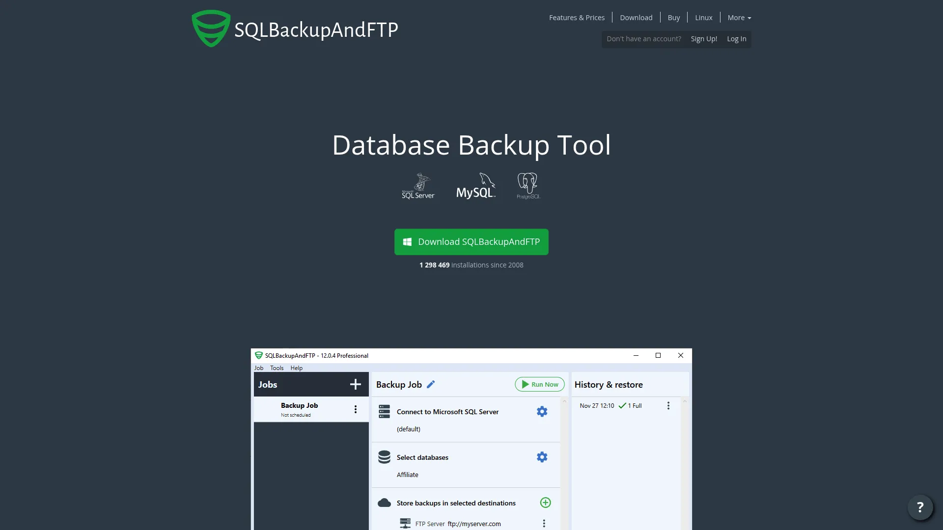 SQLBackupAndFTP homepage