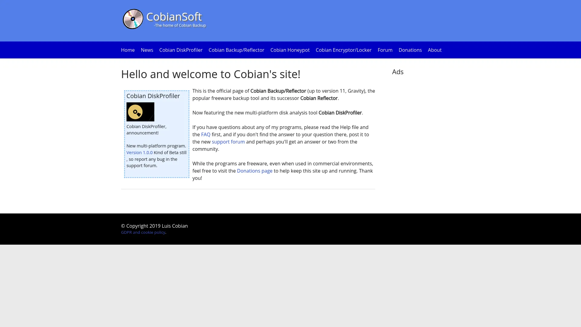 Cobian Backup homepage