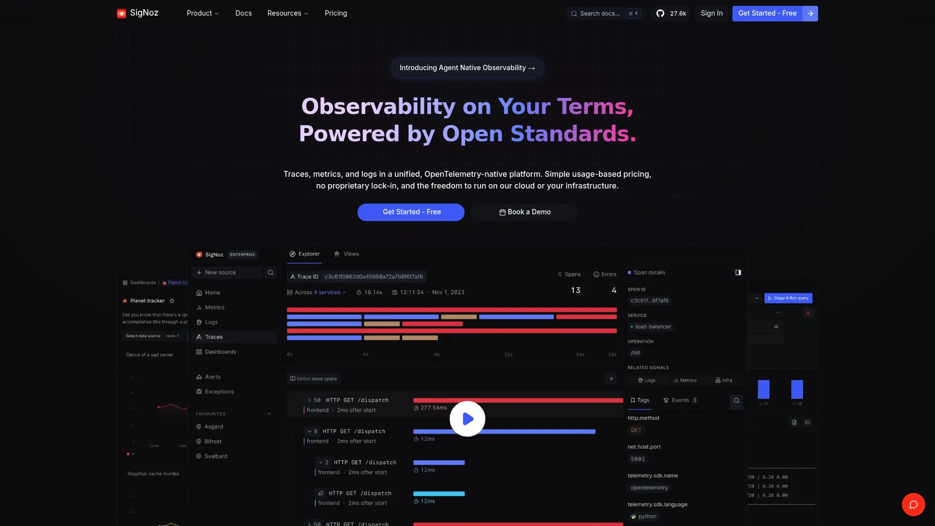 SigNoz open-source OpenTelemetry observability platform