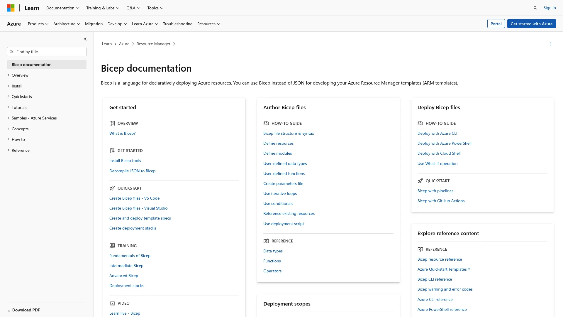 Bicep Azure authoring language
