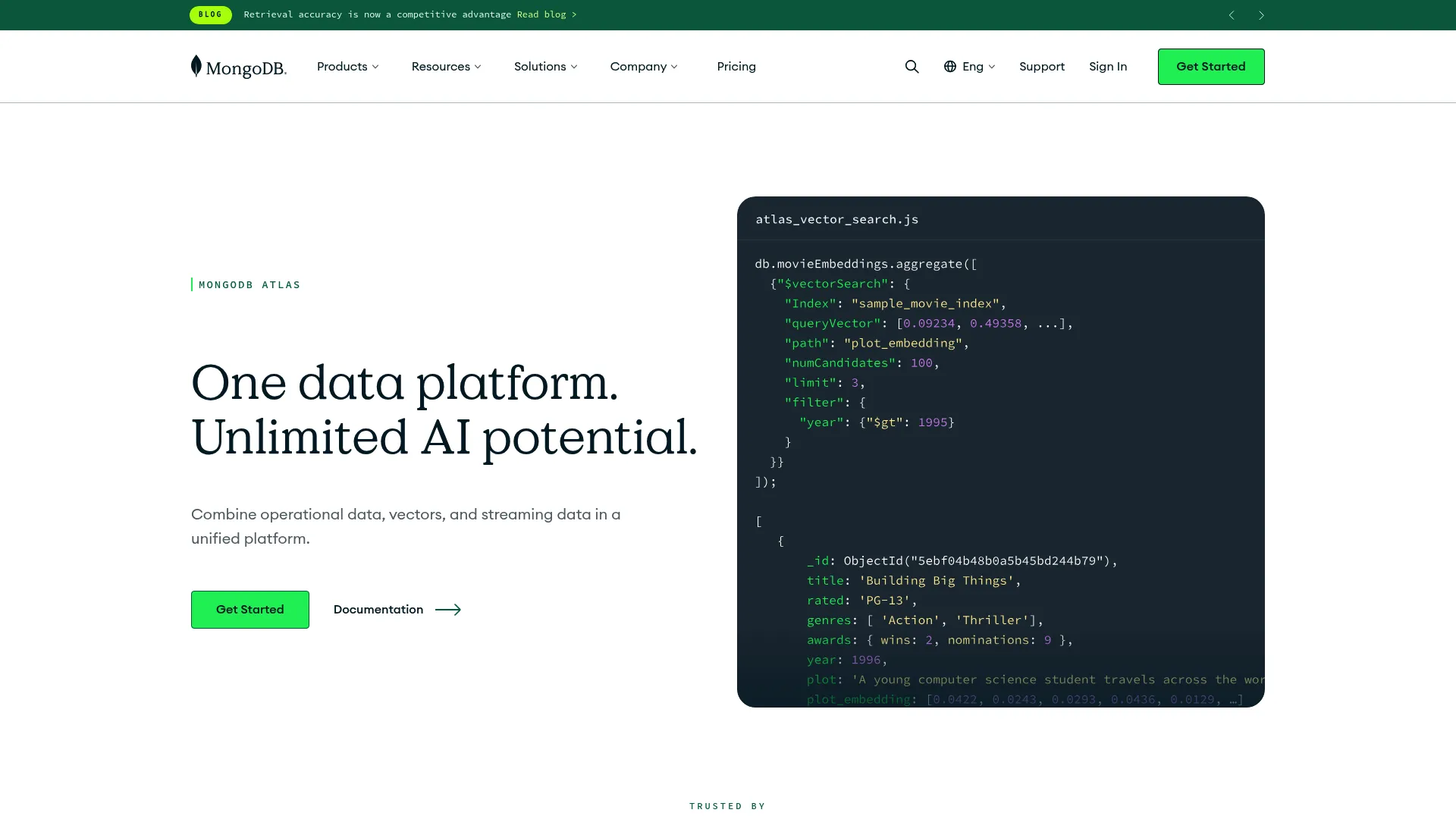MongoDB NoSQL document database homepage