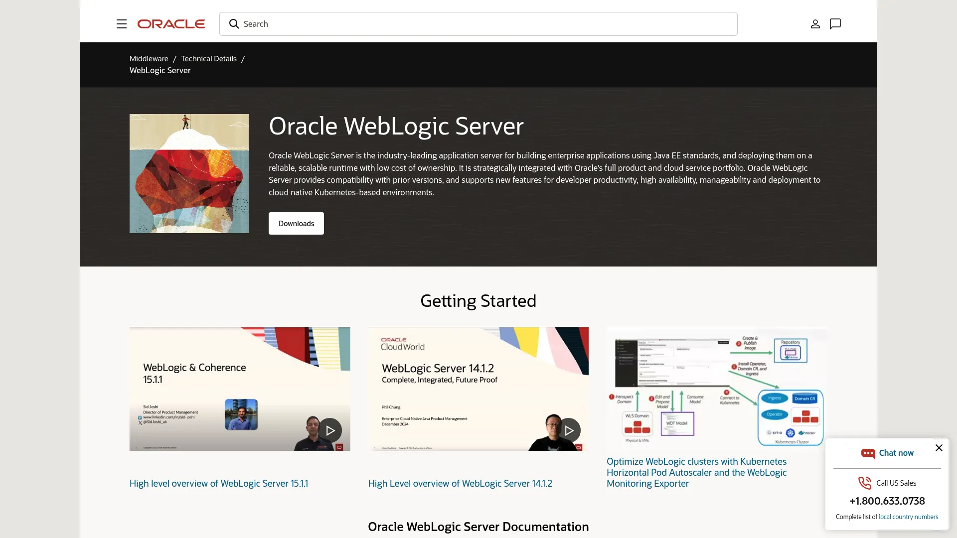 Oracle WebLogic Server product page