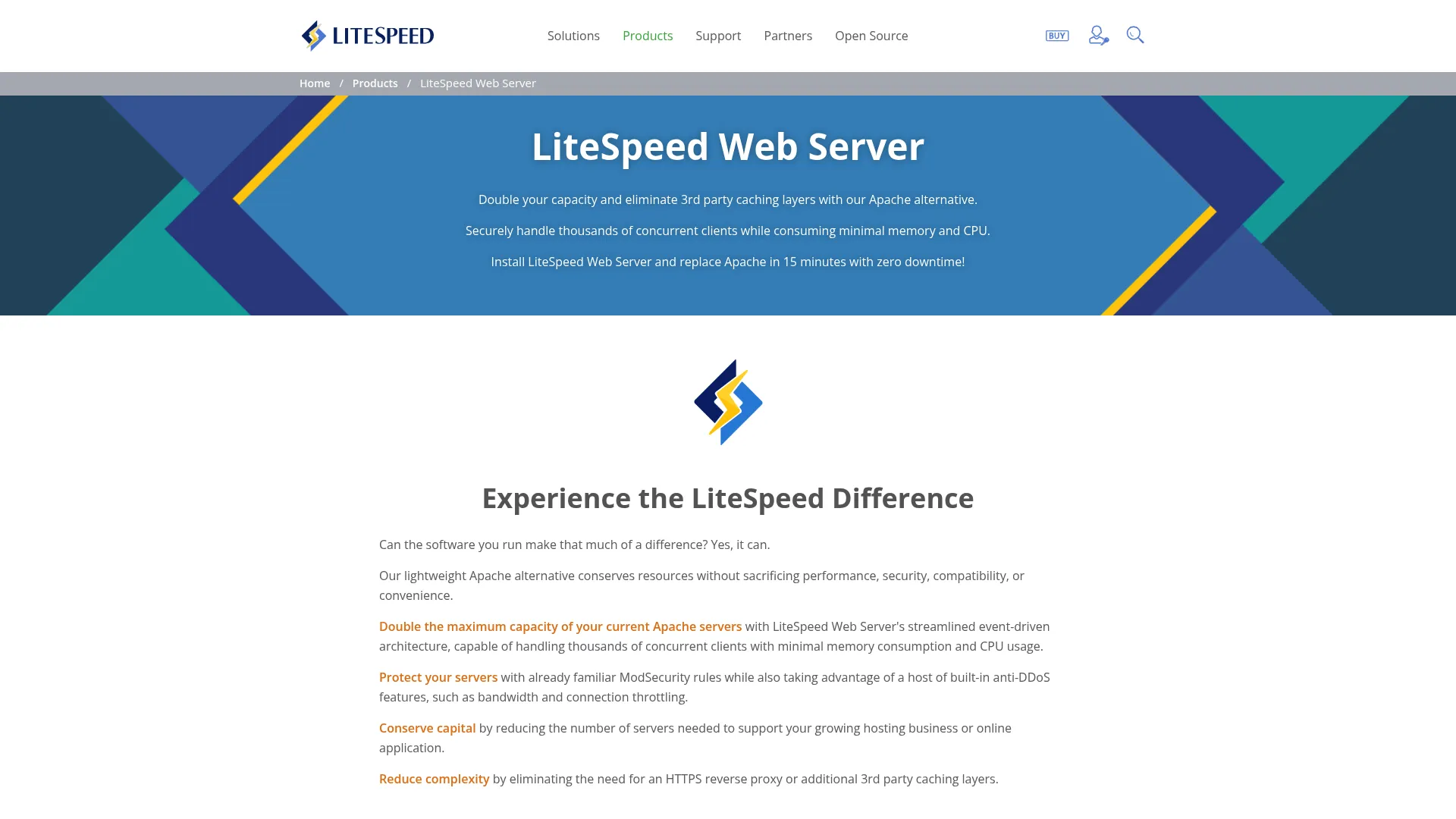 LiteSpeed Web Server homepage screenshot