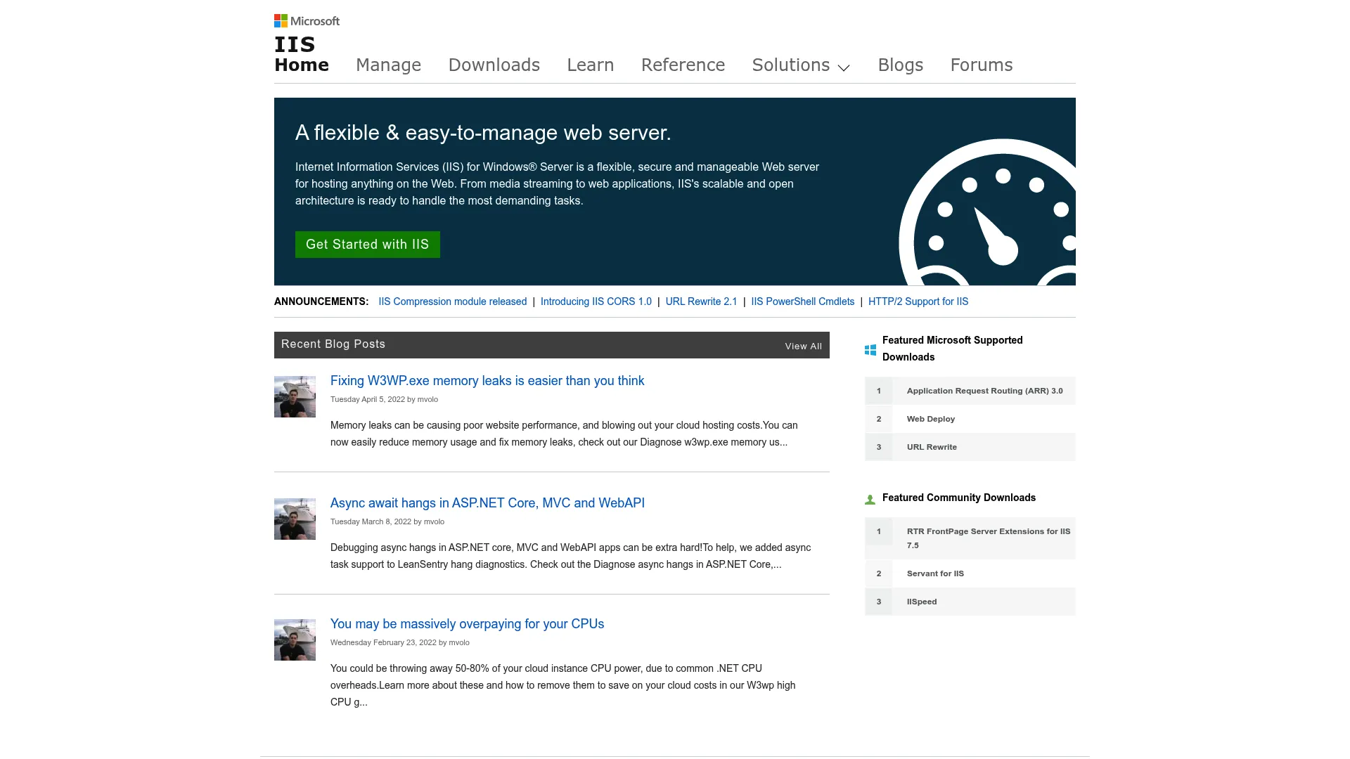Microsoft IIS homepage screenshot