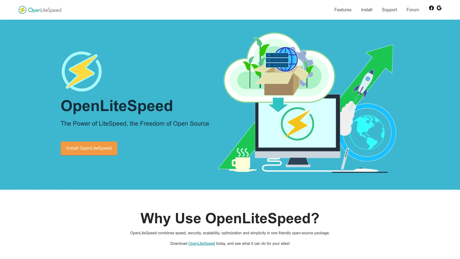 OpenLiteSpeed homepage screenshot