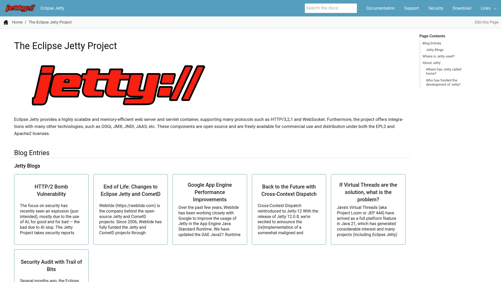 Jetty homepage screenshot