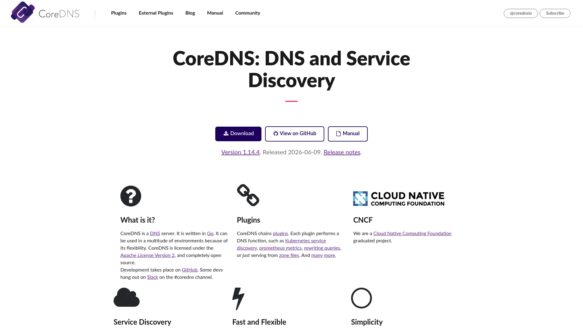 CoreDNS homepage