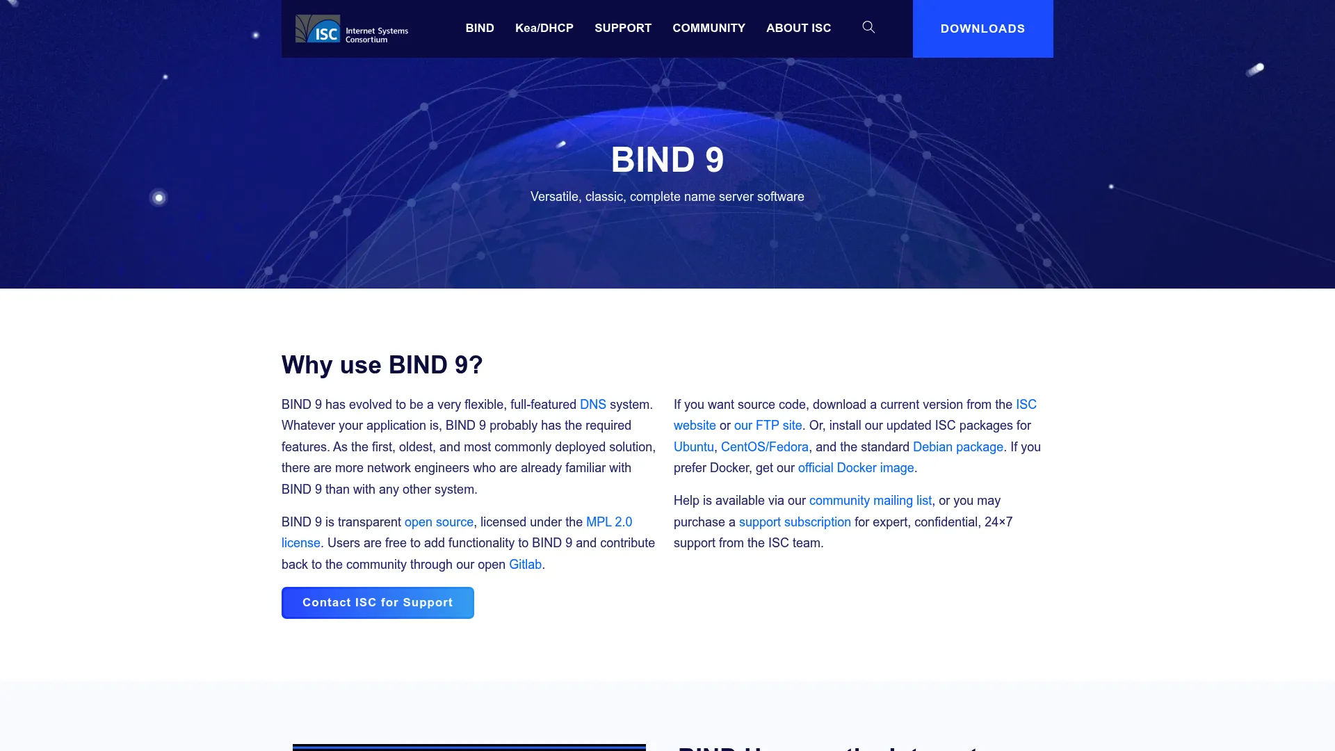 BIND DNS server software homepage