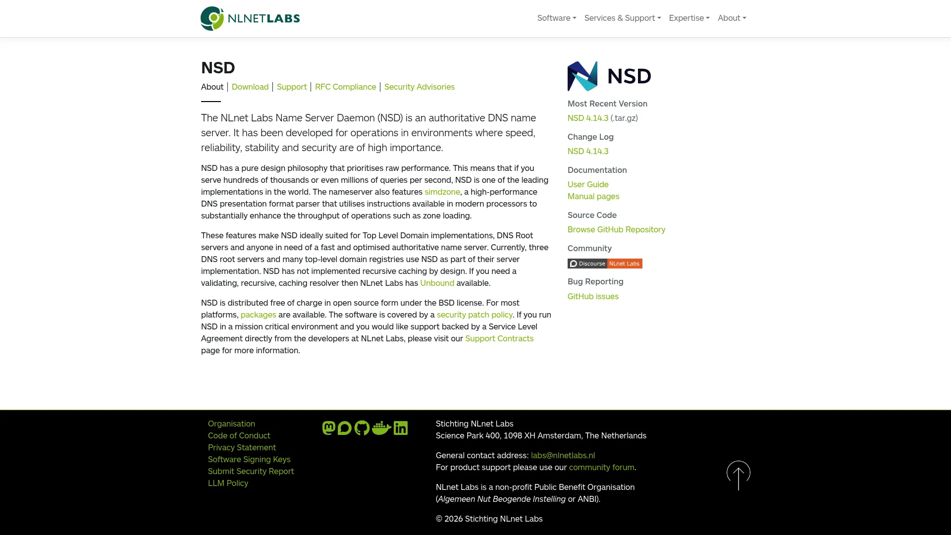 NSD authoritative DNS server page